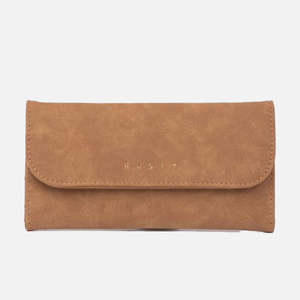 Rusty Aria Suede Flap Wallet -Tan