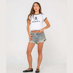Rusty: Rusty Norty Phoenix Low Rise Mini Denim Short - DWG