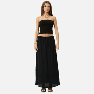 Afends: Afends Focus Seersucker Maxi Skirt - Black