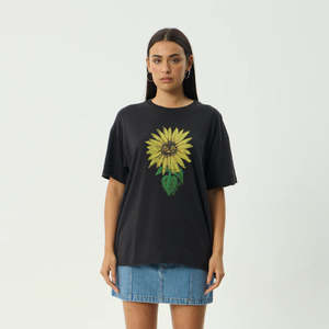 Afends: Afends Sunnyflower OS Hemp Tee - Stone Black