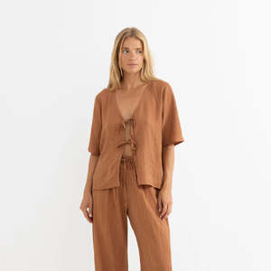 Rhythm Airlie Short Sleeve Top - Almond