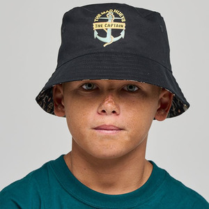 Boys: The Mad Hueys Youth Croc Captain Reversible Bucket Hat - Vintage Black