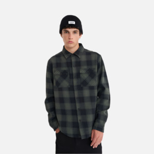 Mens Jackets Coats: Huffer 9 to 5 Check Shacket - Cypress