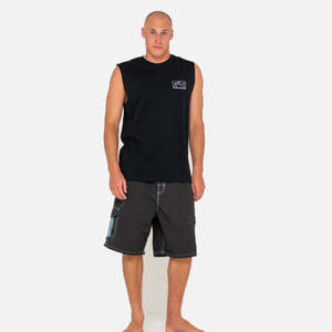 Mens Singlets Tanks: Rusty Boxed Out Muscle - Black
