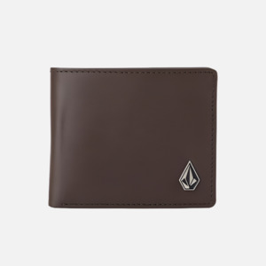 Volcom Single Stone Leather Wallet- Dark Brown