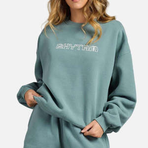 Womens Hoodies Crews: Rhythm Logo Crew Neck Fleece - Sage