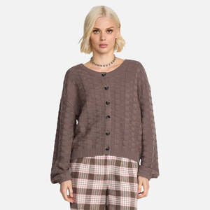 Womens Knitwear: Volcom Snug Lyfe Cardigan - Black Plum