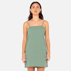 Womens Dresses 1: Rusty Sweet Water Mini Slip Dress - Sage Leaf