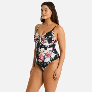 Womens One Piece Swimsuits: Sea Level Belle Tie Front DD/E Cup One Piece - Black