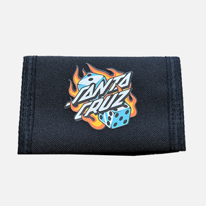 Santa Cruz: Santa Cruz Flaming Dice Dot Velcro Wallet - Black