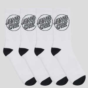 Mens Newest: Santa Cruz Opus Dot Crew Sock 4Pack - White