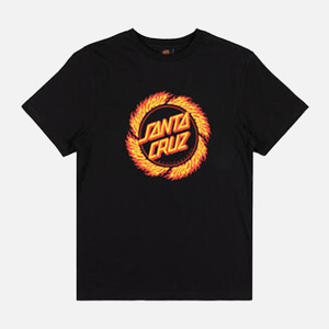 Santa Cruz Youth Flame Ringed Dot Tee - Black