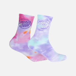 Santa Cruz: Santa Cruz Youth Opus Dot Mid 2Pack Socks - Lavender Tie Dye