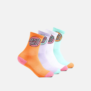 Santa Cruz Youth Other Dot Crew Sock 4Pack - Orange/Lavender