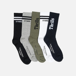 Thrills Minimal Thrills 5 pack socks - Black/White/Army Green/Grey