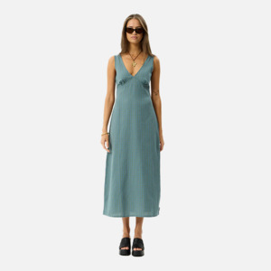 Afends Voyager Maxi Dress - Deep Olive Check