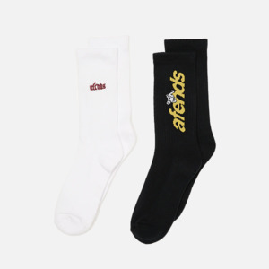 Afends: Afends Angel Zone 2Pack Socks - Black/White