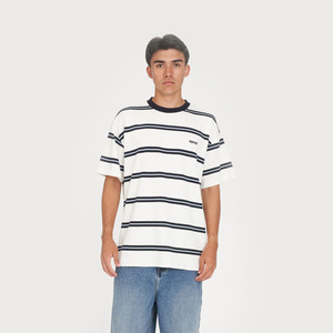 Latest: Huffer Stripe Block Tee - Chalk/Navy Blue