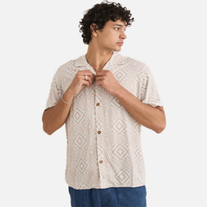 Rhythm: Rhythm Mosaic SS Shirt - Tobacco