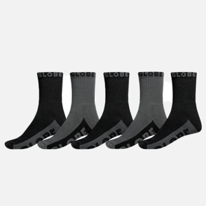 Globe B/G Crew Sock 5 Pack - Black/Grey