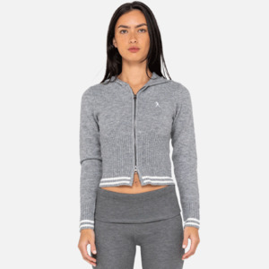 Rusty Devil Girl Zip Through Knitted Hood - Grey Marle