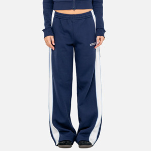 Rusty Retro Lines Wide Leg Track Pant - Navy Blue