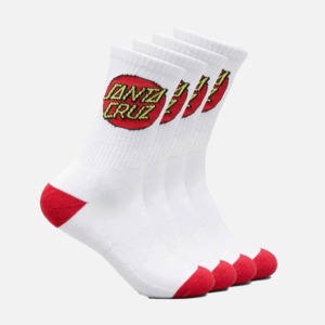 Santa Cruz Classic Dot Youth Socks 4pack - White