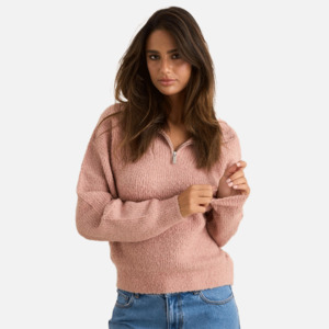 Rhythm Quinn Zip Knit - Pink