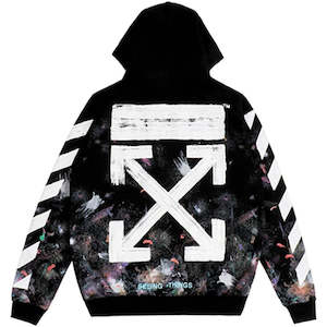 Off White: Off-White Diagonal Galaxy Brushed zip Hoodie