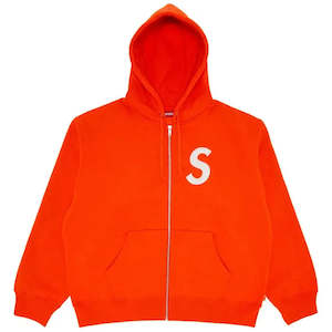 Supreme: Supreme S Logo Zip Up Hooded Sweatshirt 'Bright Orange'