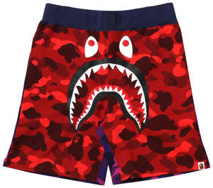 BAPE Crazy Camo Shark Sweat Shorts 'Red'