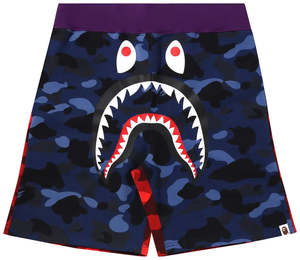 BAPE Crazy Camo Shark Sweat Shorts 'Blue'