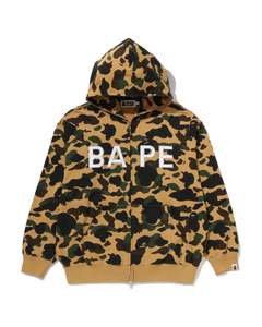 BAPE 1ST Camo BAPE Logo Rhinestone Relaxed Fit Full Zip Hoodie 'Yellow'
