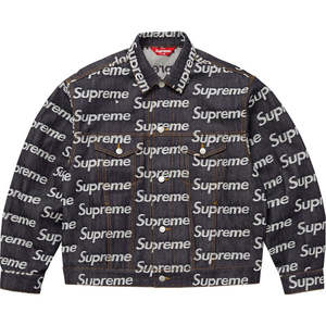 Supreme Jacquard Logos Denim Trucker Jacket Indigo