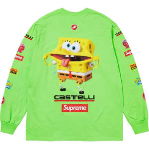 T Shirts: Supreme x SpongeBob Castelli Racing L/S Tee Lime