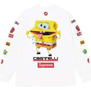 Supreme x SpongeBob Castelli Racing L/S Tee White