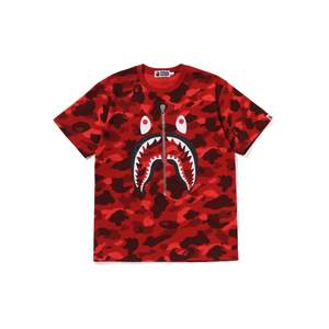 T Shirts: BAPE Color Camo Shark Tee Red