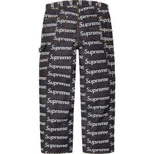 Shorts: Supreme Jacquard Logos Double Knee Denim Painter Jean Indigo