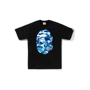 Bape: BAPE ABC Camo Big Ape Head Tee Black/Blue