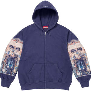 Supreme Michael Jackson Dangerous Zip Up Hooded Sweatshirt Washed Navy