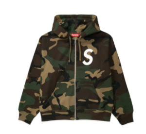 Hoodie: Supreme S Logo Zip Up Hooded Sweatshirt Woodland Camo (25FW)