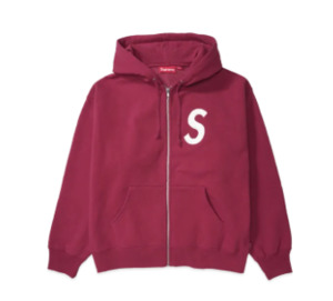 Supreme S Logo Zip Up Hooded Sweatshirt Raspberry (25FW)