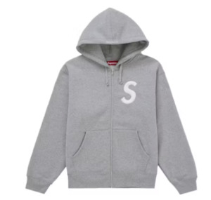 Supreme S Logo Zip Up Hooded Sweatshirt Heather Grey (FW25)