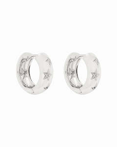 Event: Luminous Star Studded Hoop Earrings Silver