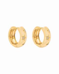 Luminous Star Studded Hoop Earrings Gold