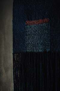 Hand-Dyed Indigo & Madder Wool & Silk Short Tapestry