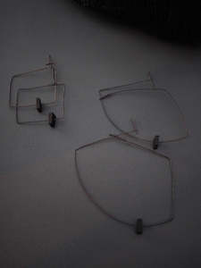 Oxidised sterling Silver & Ebony Earrings, Ver.1 or Ver.2