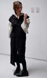 Warm black kimono silk dress