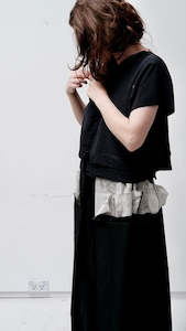 Being Clothes: Black and grey paint dyed kimono silk skirt