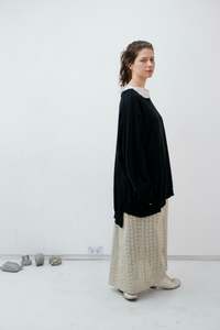 Black Merino '2 sides' jumper with hand-stitched neck